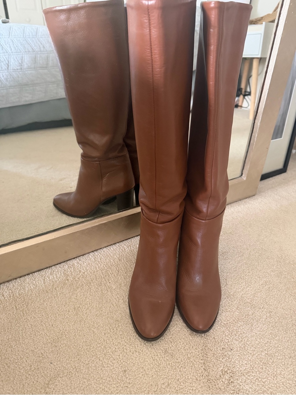 Women's Tall Brown Leather Riding Boots